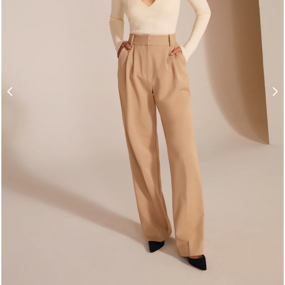 Favorite Daughter Tan High-Waisted Trousers
